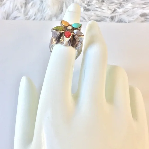 Vintage 925 BARSE multi stone statement ring - Picture 3 of 7